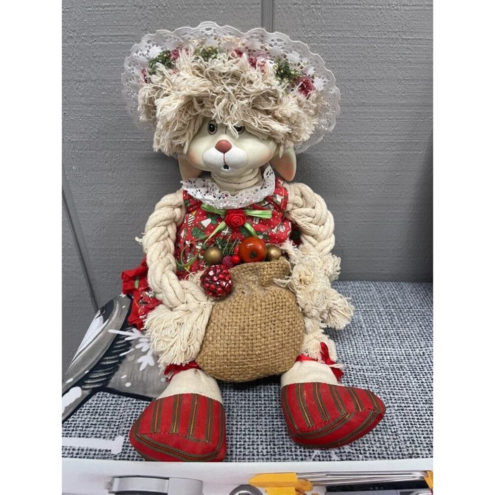 Vintage mop Sheep doll with plaster face